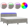 Cama box spring colchón y LED terciopelo gris claro 180x200 cm de , Camas y somieres - Ref: Foro24-3134477, Precio: 538,26 €,...