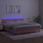 Cama box spring colchón y LED terciopelo rosa 180x200 cm de , Camas y somieres - Ref: Foro24-3134482, Precio: 510,24 €, Descu...