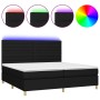 Cama box spring colchón y luces LED tela negro 200x200 cm de , Camas y somieres - Ref: Foro24-3135543, Precio: 710,57 €, Desc...