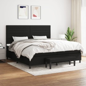 Cama box spring con colchón tela negro 200x200 cm de , Camas y somieres - Ref: Foro24-3136703, Precio: 701,87 €, Descuento: %