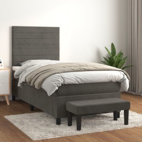 Box spring bed with dark gray velvet mattress 90x190 cm by , Beds and slatted bases - Ref: Foro24-3137876, Price: 364,45 €, D...