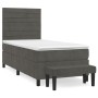 Box spring bed with dark gray velvet mattress 90x190 cm by , Beds and slatted bases - Ref: Foro24-3137876, Price: 363,62 €, D...