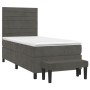 Box spring bed with dark gray velvet mattress 90x190 cm by , Beds and slatted bases - Ref: Foro24-3137876, Price: 363,62 €, D...