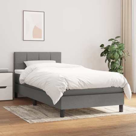 Box spring bed with dark gray fabric mattress 90x190 cm by , Beds and slatted bases - Ref: Foro24-3140018, Price: 299,99 €, D...