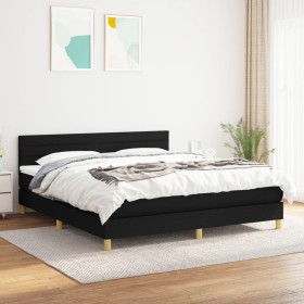 Cama box spring con colchón tela negro 180x200 cm de , Camas y somieres - Ref: Foro24-3140715, Precio: 520,93 €, Descuento: %