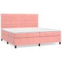 Box spring bed with pink velvet mattress 200x200 cm by , Beds and slatted bases - Ref: Foro24-3143108, Price: 624,29 €, Disco...