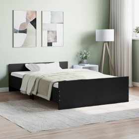 Estructura de cama con cabecero piecero negro 120x190 cm de , Camas y somieres - Ref: Foro24-3203776, Precio: 150,09 €, Descu...