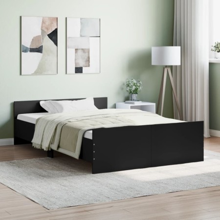 Bed frame with black headboard and footboard 120x190 cm by , Beds and slatted bases - Ref: Foro24-3203776, Price: 124,99 €, D...