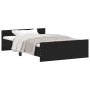 Bed frame with black headboard and footboard 120x190 cm by , Beds and slatted bases - Ref: Foro24-3203776, Price: 124,62 €, D...