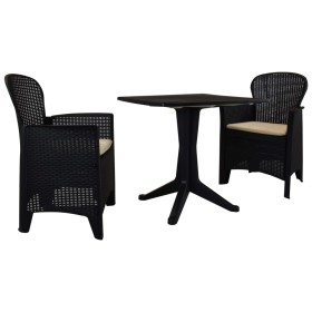 Garden table and chairs set 3 pieces anthracite plastic rattan by , Garden sets - Ref: Foro24-276161, Price: 227,99 €, Discou...