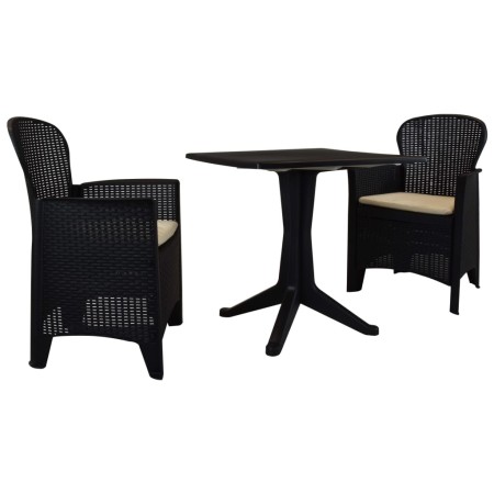 Garden table and chairs set 3 pieces anthracite plastic rattan by , Garden sets - Ref: Foro24-276161, Price: 220,15 €, Discou...