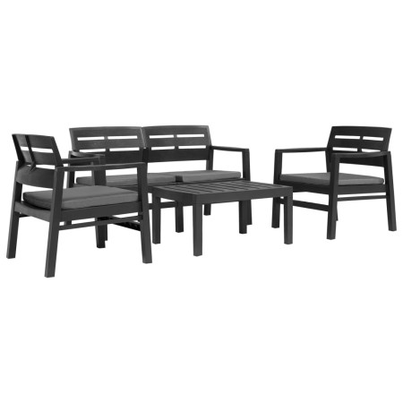 Anthracite gray plastic 4-piece garden furniture set by , Garden sets - Ref: Foro24-276180, Price: 328,99 €, Discount: %