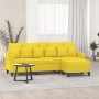 Sofá de 3 plazas con taburete de tela amarillo claro 180 cm de , Sofás - Ref: Foro24-3201094, Precio: 351,11 €, Descuento: %