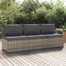 3-Sitzer-Gartensofa mit grauen synthetischen Rattankissen von , Outdoor-Sofas - Ref: Foro24-318672, Preis: 274,37 €, Rabatt: %