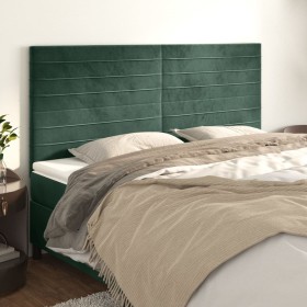 Cabeceros 4 unidades de terciopelo verde oscuro 90x5x78/88 cm de , Cabeceros y pies de cama - Ref: Foro24-3116535, Precio: 11...