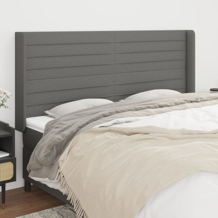 Headboard with dark gray fabric ears 183x16x118/128 cm by , Headboards and footboards - Ref: Foro24-3119735, Price: 112,86 €,...