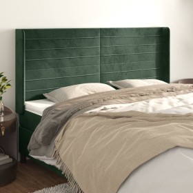 Cabecero con orejas de terciopelo verde oscuro 203x16x118/128cm de , Cabeceros y pies de cama - Ref: Foro24-3119789, Precio: ...