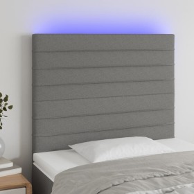 Cabecero con luces LED tela gris oscuro 90x5x118/128 cm de , Cabeceros y pies de cama - Ref: Foro24-3122547, Precio: 63,19 €,...