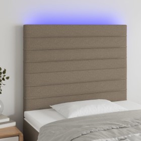 Headboard with LED lights taupe gray fabric 100x5x118/128 cm by , Headboards and footboards - Ref: Foro24-3122558, Price: 76,...