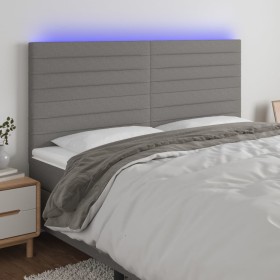 Headboard with LED lights dark gray fabric 180x5x118/128 cm by , Headboards and footboards - Ref: Foro24-3122579, Price: 110,...