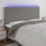 Kopfteil mit LED-Leuchten aus dunkelgrauem Stoff, 200 x 5 x 118/128 cm von , Kopf- und Fußteile - Ref: Foro24-3122587, Preis:...