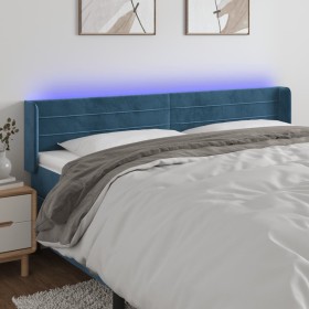 Dark blue velvet headboard with LED 203x16x78/88 cm by , Headboards and footboards - Ref: Foro24-3123446, Price: 82,63 €, Dis...