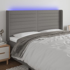 Dark gray fabric headboard with LED 183x16x118/128 cm by , Headboards and footboards - Ref: Foro24-3124203, Price: 121,21 €, ...