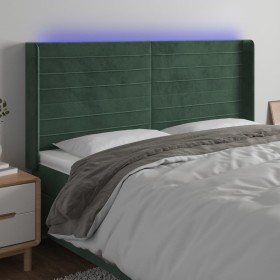 Dark green velvet headboard with LED 203x16x118/128 cm by , Headboards and footboards - Ref: Foro24-3124257, Price: 139,99 €,...