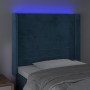 LED-Kopfteil aus dunkelblauem Samt, 103 x 16 x 118/128 cm von , Kopf- und Fußteile - Ref: Foro24-3124234, Preis: 92,20 €, Rab...