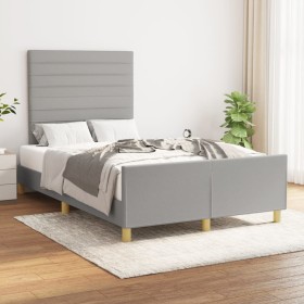 Estructura de cama con cabecero de tela gris claro 120x200 cm de , Camas y somieres - Ref: Foro24-3125122, Precio: 165,12 €, ...