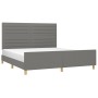 Bed frame with headboard dark gray fabric 180x200 cm by , Beds and slatted bases - Ref: Foro24-3125155, Price: 220,56 €, Disc...