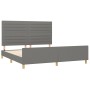 Bed frame with headboard dark gray fabric 180x200 cm by , Beds and slatted bases - Ref: Foro24-3125155, Price: 220,56 €, Disc...