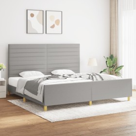 Light gray fabric bed frame with headboard 200x200 cm by , Beds and slatted bases - Ref: Foro24-3125162, Price: 232,65 €, Dis...