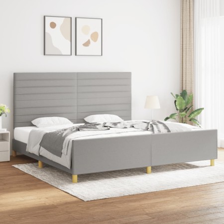 Light gray fabric bed frame with headboard 200x200 cm by , Beds and slatted bases - Ref: Foro24-3125162, Price: 232,22 €, Dis...