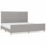 Light gray fabric bed frame with headboard 200x200 cm by , Beds and slatted bases - Ref: Foro24-3125162, Price: 232,65 €, Dis...