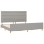 Light gray fabric bed frame with headboard 200x200 cm by , Beds and slatted bases - Ref: Foro24-3125162, Price: 232,65 €, Dis...