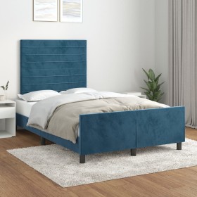 Dark blue velvet bed frame with headboard 120x200cm by , Beds and slatted bases - Ref: Foro24-3125810, Price: 183,33 €, Disco...