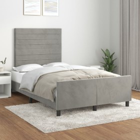 Light gray velvet bed frame with headboard 120x200cm by , Beds and slatted bases - Ref: Foro24-3125806, Price: 168,98 €, Disc...