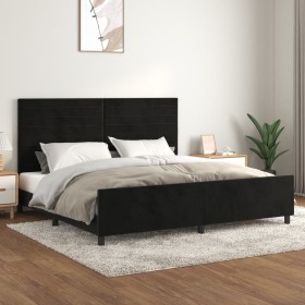 Estructura de cama con cabecero de terciopelo negro 200x200 cm de , Camas y somieres - Ref: Foro24-3125838, Precio: 258,99 €,...