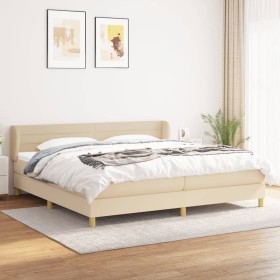 Box spring bed with cream fabric mattress 200x200 cm by , Beds and slatted bases - Ref: Foro24-3126914, Price: 625,29 €, Disc...