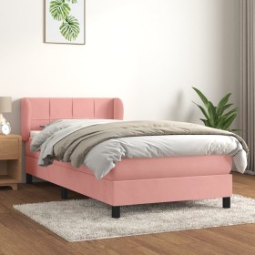 Box spring bed with pink velvet mattress 90x200 cm by , Beds and slatted bases - Ref: Foro24-3127474, Price: 326,37 €, Discou...