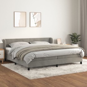 Box spring bed with light gray velvet mattress 200x200 cm by , Beds and slatted bases - Ref: Foro24-3127571, Price: 596,55 €,...