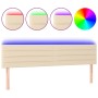 Cabecero con LED de tela color crema 200x5x78/88 cm de , Cabeceros y pies de cama - Ref: Foro24-3121779, Precio: 75,27 €, Des...