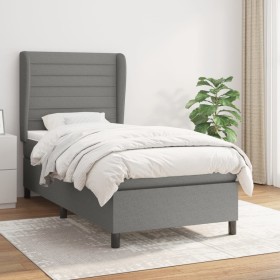 Box spring bed with dark gray fabric mattress 90x200 cm by , Beds and slatted bases - Ref: Foro24-3128014, Price: 352,99 €, D...