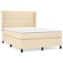 Cama box spring con colchón tela color crema 140x190 cm de , Camas y somieres - Ref: Foro24-3128042, Precio: 518,99 €, Descue...