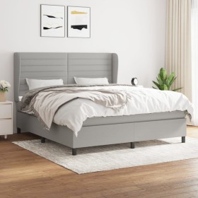 Box spring bed with light gray fabric mattress 180x200 cm by , Beds and slatted bases - Ref: Foro24-3128061, Price: 613,93 €,...