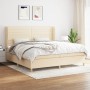 Cama box spring con colchón tela color crema 200x200 cm de , Camas y somieres - Ref: Foro24-3128634, Precio: 703,60 €, Descue...