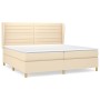 Cama box spring con colchón tela color crema 200x200 cm de , Camas y somieres - Ref: Foro24-3128634, Precio: 703,60 €, Descue...