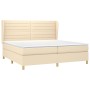 Cama box spring con colchón tela color crema 200x200 cm de , Camas y somieres - Ref: Foro24-3128634, Precio: 703,60 €, Descue...