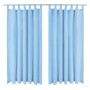 Micro-satin curtains with loops 2 units 140x175cm turquoise by vidaXL, Curtains and curtains - Ref: Foro24-132219, Price: 21,...